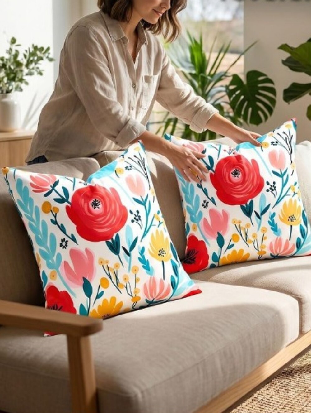NEW! Vibrant Floral Indoor/Outdoor Pillow Covers Set Of 2